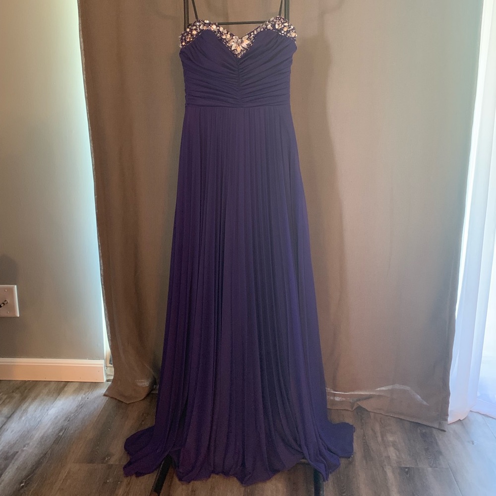 Strapless Floor Length Purple Prom Dress